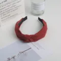 Red suede knotted headband for women, stylish minimalist hair hoop for daily wear and washing face. - Orange Red