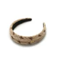 Wide fabric headband for women, stylish bow print hair hoop with chic look and comfortable wear. - Khaki