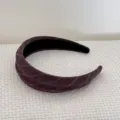 Dark purple herringbone wide headband, stylish high crown hair hoop for women and girls. - Dark Red