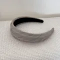 Grey herringbone wide headband, stylish woven hair hoop for women and girls daily wear. - Gray