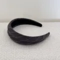 Wide grey pinstripe fabric headband, casual hair accessory, high crown daily hair hoop style - Black
