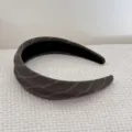 Chic wide fabric headband for women, stylish herringbone textured hair hoop for daily wear. - Coffee
