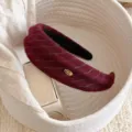 Wine red wide fabric headband for women, stylish fleece hair accessory, cozy daily fashion. - Burgundy