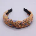 Cute floral fabric knotted headband for women wide brim hair hoop daily fashion hair accessory - Orange