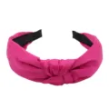 Korean style solid color fabric wide headband, fashionable knotted hair hoop for women. - Rose Red