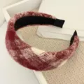 Diadema de Tweed a Cuadros Rojos Cinta Ancha Estilo Vintage Accesorio para el Cabello - Estilo #2