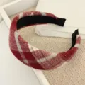 Diadema de lana a cuadros rojos, cinta para el cabello ancha de mujer, accesorio retro chic. - Estilo #3