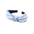 Diadema nudo a rayas azul y blanco ancho aro de pelo de tela moda accesorio para mujer - Estilo de Rayas Blanco y Azul