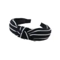Diadema de tela a rayas blancas y negras, nudo frontal, accesorio de moda para el cabello. - Estilo de Rayas Negro