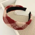 Diadema de lana a cuadros rojos para mujer, elegante aro de pelo ancho, accesorio de invierno. - Estilo #4