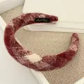 Red plaid tweed wide headband Korean style elegant hair hoop for women hair accessory - Style #6