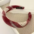 Red plaid tweed wide headband vintage elegant hair hoop women winter hair accessories - Style #7