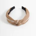 Diadema cruzada de tela coreana con borde blanco, elegante accesorio para el cabello. - Caramelo