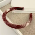 Red plaid woolen headband wide brim vintage hair hoop elegant chic hair accessories for women - Style #12