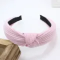 Diadema Tejida Nudo Rosa Color Sólido Borde Ancho Accesorios Para Cabello De Mujer Moda - Rosa