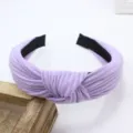 Solid color knitted cotton wide brim knotted headband for women, fashion hair accessory variant. - Purple