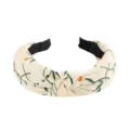 Cute floral fabric cross knotted headband for women, fresh daily hair hoop accessory. - Floral Style (FK-B047 Off-White)