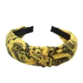 Diadema de cachemira amarilla para mujeres, cinta de pelo de tela nudo retro accesorio. - Amarillo