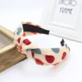 Korean style wide fabric cross knotted headband polka dot hair hoop fashion hair accessories - Beige