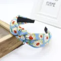 Diadema con nudo de flores azules para mujer, accesorio de cabello vintage con estampado margarita. - Azul