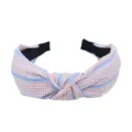 Elegante bonita diadema de tela con nudo para mujer ala ancha a cuadros rayas - Estilo de Cuadros Rosa