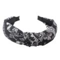 Schwarzes Paisley Haarband im Vintage Knoten Design Stoff Haarreif retro Haarschmuck Detail - Schwarz