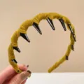 Velvet teeth headband non-slip hair hoop stylish high cranial top hair accessories for women - Yellow