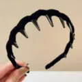 Black velvet tooth comb headband fashion hair accessory variant style non slip hair hoop. - Black