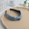 Blue floral knotted headband sweet style hair accessory for daily wear and washing face detail. - Dark Blue