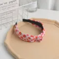 Lindo diadema de nudo rosa con estampado de fresa para mujeres accesorio de pelo - Estampado de Fresa / Rosa