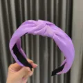Diadema nudo de saten morado, banda de pelo ancha y lisa para mujeres y accesorio dulce diario. - Púrpura