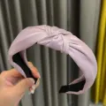 Satin Knoten Haarreif für Damen, breiter Rand einfarbige Haarbänder mode Haarschmuck - Hellviolett