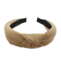 Knitted cross knotted wide headband, fashionable Maillard style hair accessory for daily wear. - Khaki Knit Style