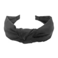 Diadema negra con nudo para mujer, banda de pelo de tela ancha, accesorio elegante. - Negro
