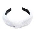 Diadema de punto blanca con nudo para mujer, aro de pelo de tela ancho, accesorio elegante. - Blanco