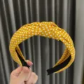 Diadema de lunares amarillos lazo de tela ancho accesorio para el cabello lindo mujer - Amarillo