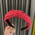 Diadema con nudo de lunares rojos y blancos, elegante cinta de pelo de tela ancha para mujeres. - Rojo