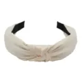 Solid color fabric wide headband for women, stylish knotted hair hoop for daily wear. - Off White