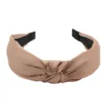 Solid color fabric wide knotted hair hoop fashionable women daily casual headwear accessory - Brown