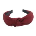 Solid color red knotted headband, wide brim fabric hair hoop for women fashion accessories. - Burgundy