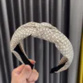 Beige Polka Dot Knotted Headband Fabric Wide Hair Hoop Cute Girl Sweet Hair Accessory - Khaki