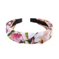 Retro Floral Fabric Knotted Headband Women Fashion Wide Brim Hair Band Daily Hair Hoop - Floral Style (FK-B042 Off-White)