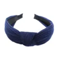 Navy blue knitted knotted headband, wide fabric hair hoop for daily wear and washing face. - Navy Blue