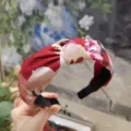 Retro floral fabric knotted wide headband for women daily wear stylish hair accessory - Floral Style (FK-B042 Red)