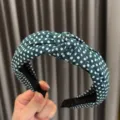 Green polka dot headband for women, stylish knotted wide hair hoop, sweet daily hair accessory - Dark Green