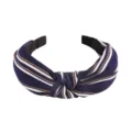Navy blue striped fabric knotted headband, wide brim fashion hair hoop for daily wear. - Stripe Style (FK-B041 Navy)