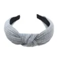 Grey ribbed knit knotted headband wide hair hoop for women daily fashion hair accessories - Light Gray