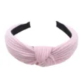 Pink knitted wide knotted headband for women, stylish fabric hair hoop daily wash face hair accessory. - Pink Knit Style
