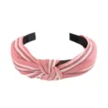 Pink striped knotted fabric headband, trendy wide hair hoop for women daily wear and face washing. - Stripe Style (FK-B041 Mauve)