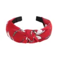 Red floral knotted headband for women, stylish wide fabric hair hoop daily fashion hair accessory - Petal Style (FK-B040 Red)